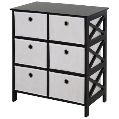 HOMCOM Non-Woven Fabric 6-Drawer MDF Bedroom Cabinet Black