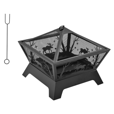 Brasero cheminée foyer extérieur dim. 56L x 56l x 47H cm métal noir