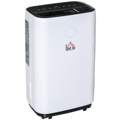 HOMCOM Luftentfeuchter Raumgröße 16-20㎡ 20L/24h elektrisch Raumentfeuchter 4000ml Entfeuchter gegen Feuchtigkeit mit Rollen für Badezimmer Wohnzimmer Schlafzimmer ABS Weiß 33,5 x 23 x 57 cm