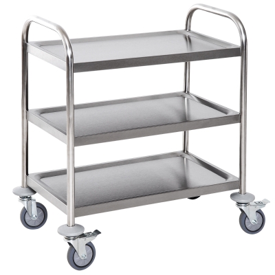 HOMCOM 3-Tier Rolling Kitchen Island, Stainless Steel, 70.5Lx40.5Dx81H cm-Silver