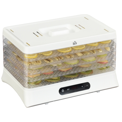 HOMCOM Plastic 5-Tier Temperature Control Food Dehydrator White