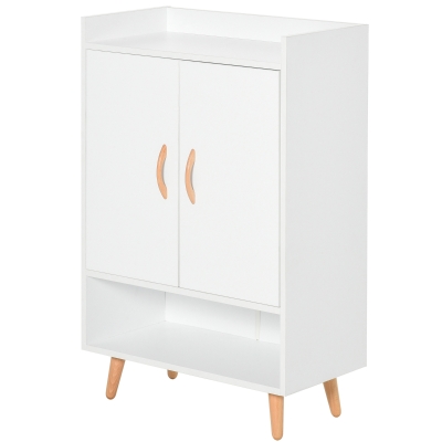 HOMCOM Shoe Cabinet Storage Organizer with Doors and Shelves for Hallway & Entryway