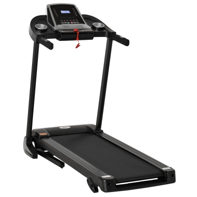 HOMCOM Cinta de Correr y Andar Plegable Velocidad hasta 12,8 km/h con 12 Programas Pantalla LED Portabotellas Superficie de Carrera 122x40 cm y Ruedas 142x66x127 cm Negro