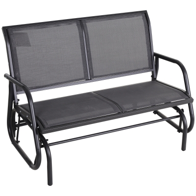 Outsunny Banco Balancín de 2 Plazas Silla Mecedora de Jardín Tubo de Metal y Tela Texteline Transpirable para Exterior Carga Máx. 200 kg 120x70x85 cm Gris