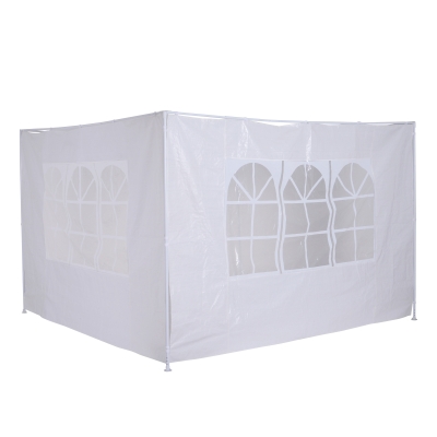 Outsunny 2 Paredes Laterales para Carpa de 3x3m 3x6m Cortinas para Gazebo 2 Lados Tela Impermeable con Ventanas Medidas 300x200cm Blanco
