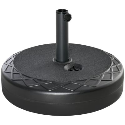 Outsunny Base de Sombrilla Rellenable de Agua 30 kg Soporte de Parasol Redondo Apto para Postes de 38mm 48 mm Metal y Plástico para Jardín Terraza Ø55x38 cm Negro