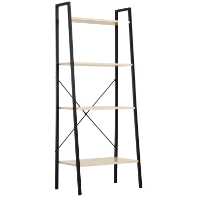 HOMCOM MDF Minimalistic 4-Tier Shelf Black