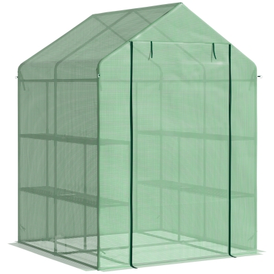 Outsunny 2-Tier Walk in Garden Greenhouse Polytunnel Steeple Grow Plant with Cover