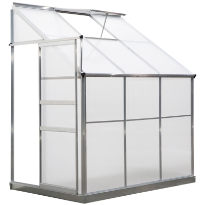 Outsunny Walk-In Garden Greenhouse Aluminum Frame Polycarbonate w/ Roof Vent