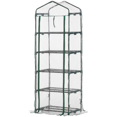 Outsunny 5 Tier Mini Greenhouse Outdoor Flower Stand PVC Cover Portable 69 x 49 x 193cm