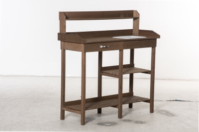 Outsunny planttafel met blad gemaakt van natuurlijk dennenhout 117 x 45 x 121 cm