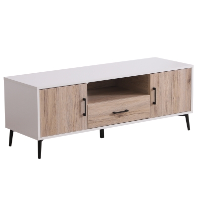 HOMCOM TV Stand, 120Lx40Wx44.5H cm-Oak/White Colour