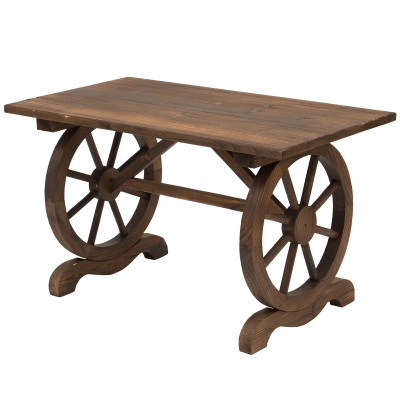 Outsunny Outdoor Garden Cooffee Table Patio Display Desk Natural Fir Wood Water-Resistant