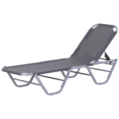 Outsunny Sun Lounger Relaxer Recliner w/ 5-Position Adjustable Backrest Pool Sun Bathing