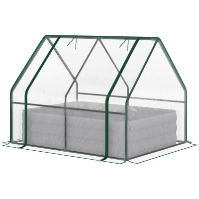 Outsunny Steel Raised Garden Planter Box Kit with Greenhouse, for Dual Use, Clear