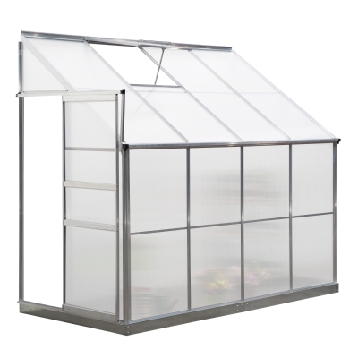Outsunny Walk-In Garden Greenhouse Aluminum Frame Polycarbonate w/ Roof Vent