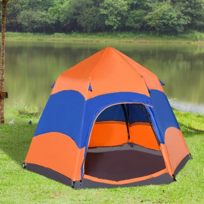 Outsunny Six Man Hexagon Pop Up Tent Camping Shelter Festival Hiking Family Portable