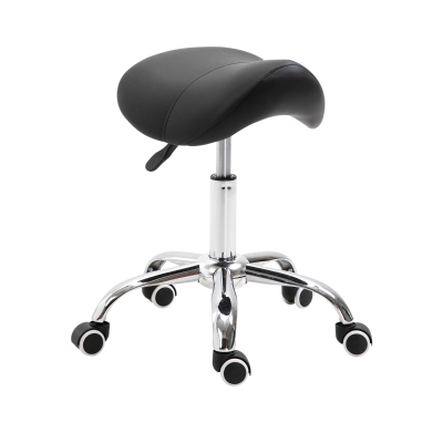 HOMCOM PU Leather Height Adjustable Swivel Salon Stool Black
