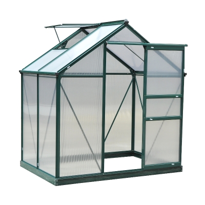 Outsunny 1.9x1.3x2 m Walk-In Mini Greenhouse-Dark Green Frame