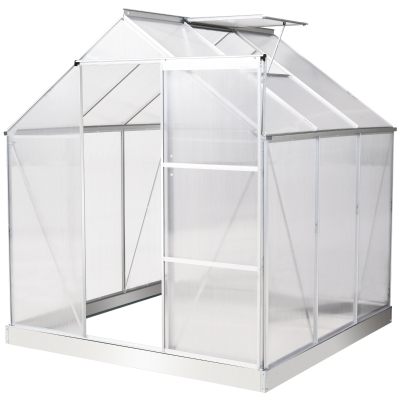 Outsunny 6x6ft Walk-In Polycarbonate Greenhouse w/ Window Clear