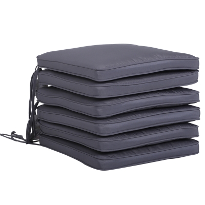 Outsunny Set of 6 Pcs Chair Cushion, 42Lx42Wx5T cm-Grey