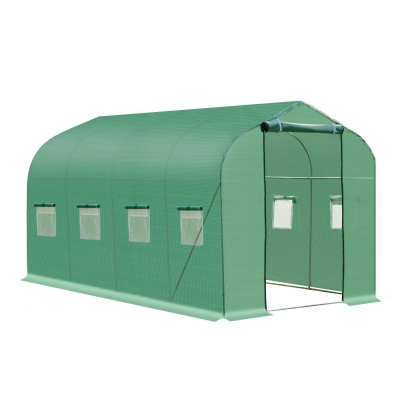 Outsunny 4x2 m Polytunnel Walk-in Greenhouse-Green