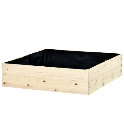 Outsunny Hochbeet Holz Natur 117 x 117 x 30 cm