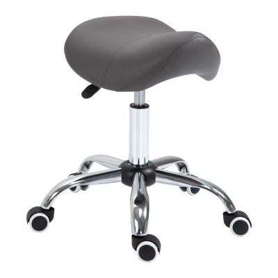 HOMCOM Faux Leather Height Adjustable Cosmetic Saddle Stool Salon Chair Grey