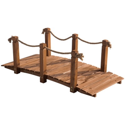 Outsunny Gartenbrücke Massivholz 152 x 67 x 50 cm