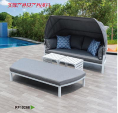 Outsunny Garten Sofa-Set 3-teilig mit Bank und Beistelltischen Weiß+Grau