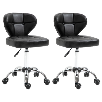 HOMCOM 2er-Set Arbeitshocker Kunstleder Dunkelgrau 72 - 87 cm