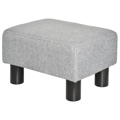 HOMCOM Footstool Ottoman Polyester Upholstered Stool Grey