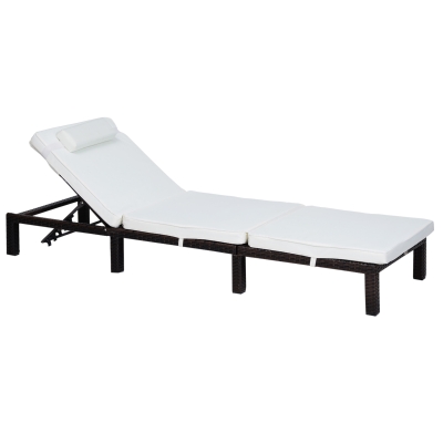 Outsunny Rattan Sun Lounger-Brown