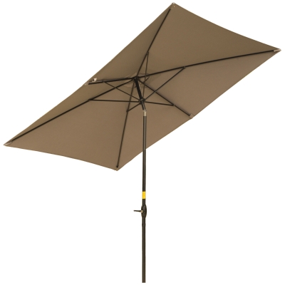 Outsunny Sombrilla de Jardín 200x300x248 cm Protección UV50+ Parasol de Aluminio Inclinable con Techo de Ventilación y Manivela para Terraza Balcón Exterior Café