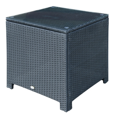 Outsunny Rattan Side Table-Black