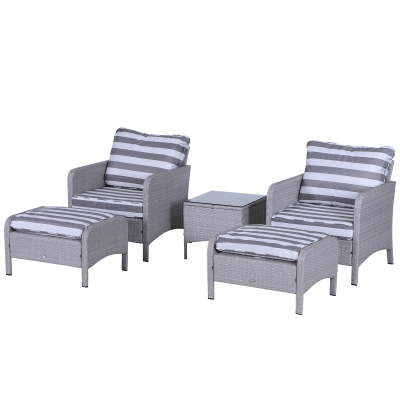 Outsunny 2-Seater PE Rattan Outdoor Garden Furniture Set Light Grey