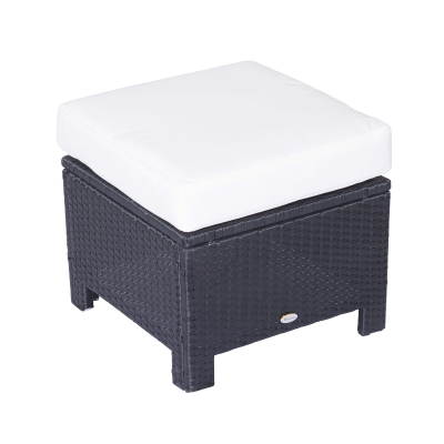 Outsunny Rattan Ottoman, 50Wx50Dx35H cm-Black