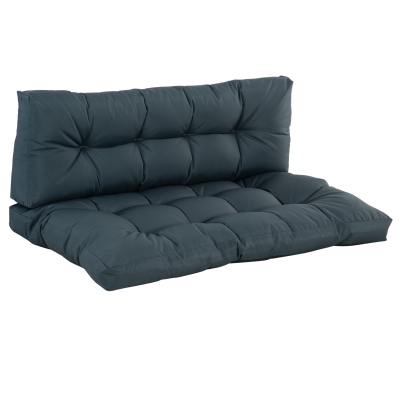 Outsunny 2Pcs Garden Tufted Pallet Cushion Seat Pad Back Cushion Patio for Indoor Outdoor Use, Dark Grey