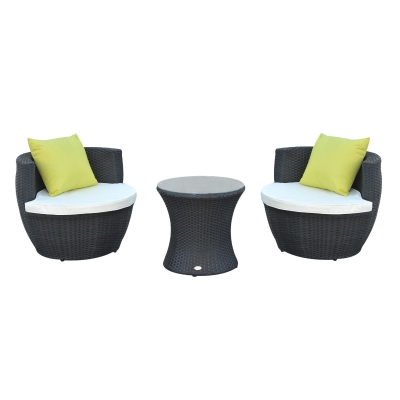 Outsunny 2-Seater Rattan Vase Set-Black
