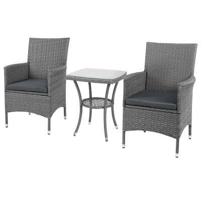 Outsunny 2 Seater Rattan Coffee Table Set-Grey