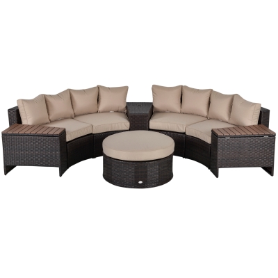 Outsunny 4-Seater Rattan Garden Furniture Set Rattan Sofa Set w/ Side Table & Cushioned