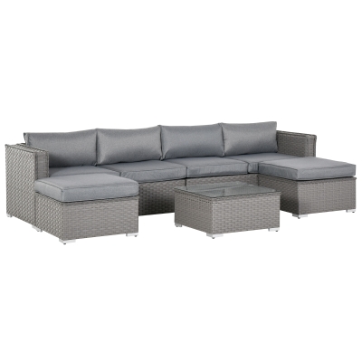 Outsunny 6-Seater PE Rattan Corner Sofa Set Outdoor Conservatory Furniture w/ Cushion