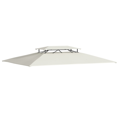 Outsunny Teto de Substituição 4x3m para Pérgola de Jardim 2 Níveis Respirável com 8 Orifícios de Drenagem Cobertura Superior de Substituição para Pérgola Exterior Bege