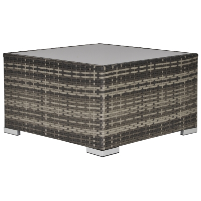 Outsunny Patio Wicker Coffee Table w/ Glass Top Furniture Suitable for Garden Backyard