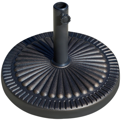 Outsunny Base de Sombrilla de Jardín Peso Neto 14,28 kg Soporte de Parasol Redondo Apto para Postes de 38mm/48mm Resina y Acero para Terraza Patio Exterior Ø44x33 cm Bronce