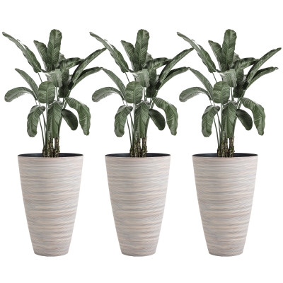 Outsunny 3er-Set Blumentöpfe, Kunststoff, Cremeweiß, Ø 46,5 cm Höhe 60 cm