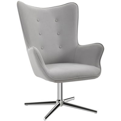 HOMCOM PU Leather Tufted Swivel Accent Chair Grey