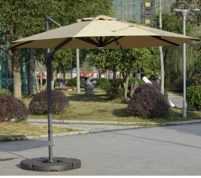 Parasol déporté octogonal inclinable pivotant kaki