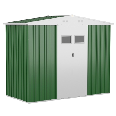 Outsunny 8 x 4ft Outdoor Garden Storage Shed with Lockable Door, Steel Tool Storage Box for Backyard, Patio and Lawn, Green