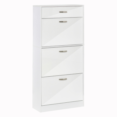 HOMCOM Shoe Storage Cabinet Footwear Organiser Rack Hallway Space-saving w/ Drawers White